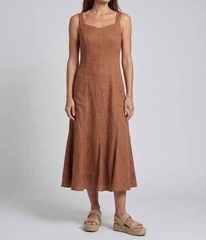 NEW INIZIO mason linen maxi dress in copper